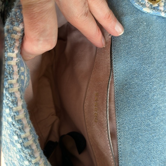 Sandro tweed purse in blue and white. - Picture 5 of 8